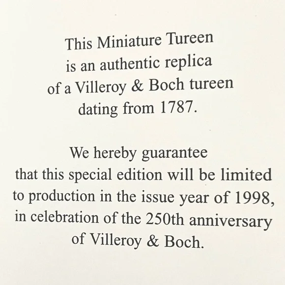 RARE Villeroy & Boch Collectible Tureen JOSEPHINE 250 Anniversary 1998 Ret $500 - Picture 6 of 12